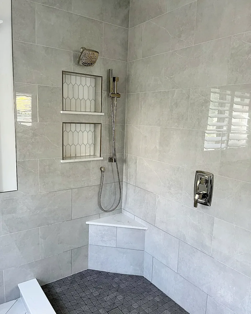 Custom tiled walk-in shower